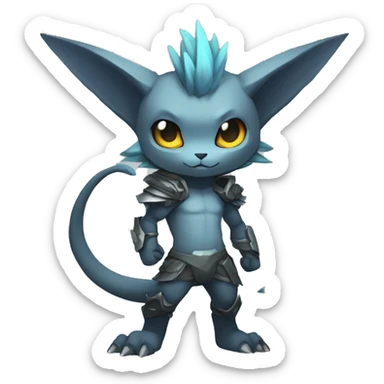 a anthro chibi-style rock-type-metal-type Fakémon-hybrid full body sticker