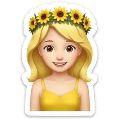 girl with flower crown in yellow dress sticker
