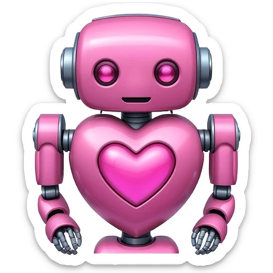 pink robot heart sticker