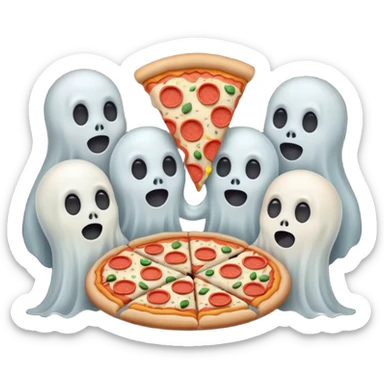 the ghosts are eating pizza sticker