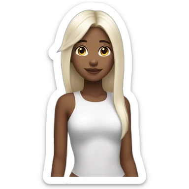 girl with angel wings on her back and white straight hair sticker