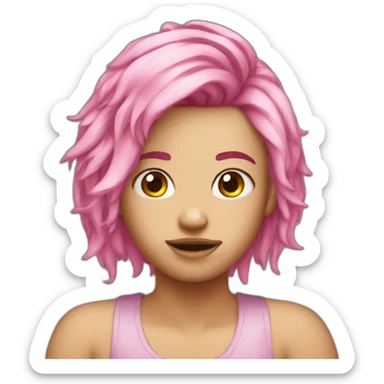 crybby-pink-hair sticker