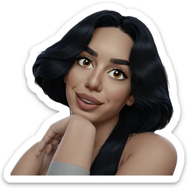 smiling girl with black hair sticker