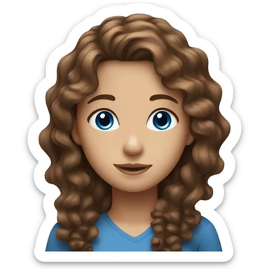 Girl with brown wavy hair and blue eyes sticker