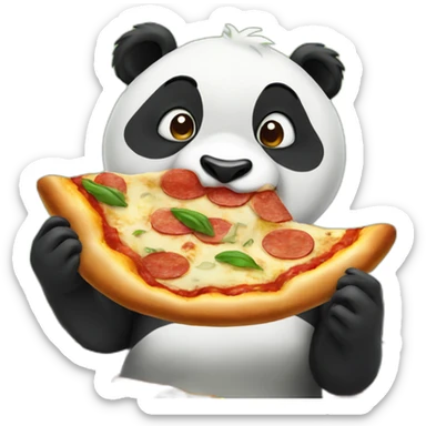 Panda eating pizza sticker
