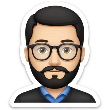 man with black beard and eyeglass sticker