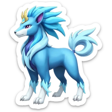 Shiny Dark Edgy Suicune-Cobalion-Manectric-Aurorus-Fakémon-hybrid-creature (full body)  sticker