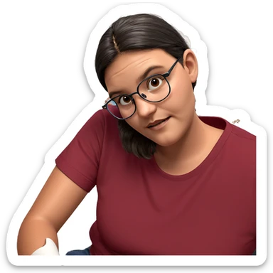 boy in red shirt indoors sticker