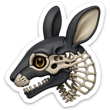 Tête de lapin squelette noire de profil avec des G à la place des yeux  sticker
