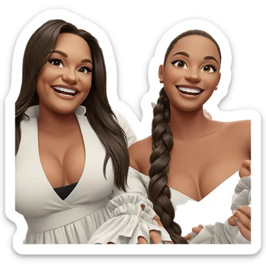 smiling girls indoors in dresses sticker