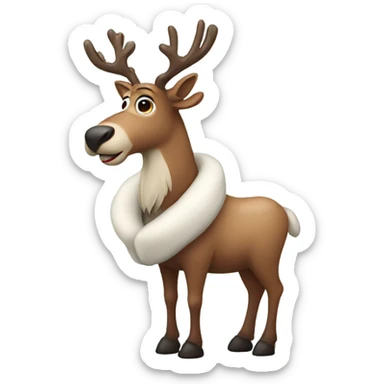 Reindeer wearing a winter coat sticker