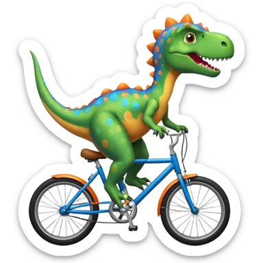 Cute dinosaur riding a bike  sticker