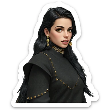 black-haired girl with jewelry sticker