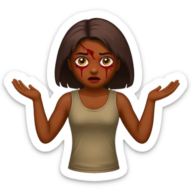 Faça uma garota com um cabelo castanho, muito, muito escuro, quase preto, Faça ela zumbi sticker