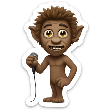 Brown troll with a microphone  sticker