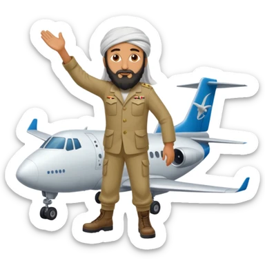 Osama bin Ladin standing on top of a plane with legs sticker