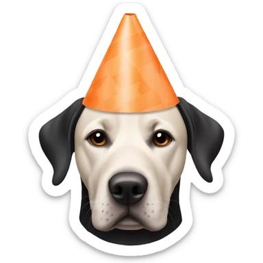 black lab dog wearing a cone around head  sticker