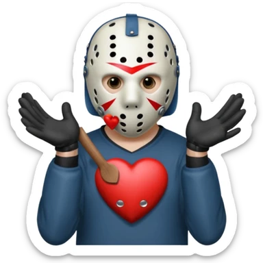 Jason Voorhees, looking cute, heart gesture with hands sticker