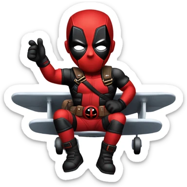 Deadpool riding an airplane sticker