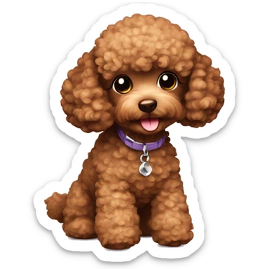 Dog toy poodle brown  sticker