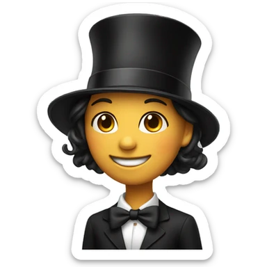 smiling girl in top hat sticker