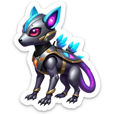 Epic Edgy Cute Vibrant Dark Nebula Modern Vernid-Protogen-creature-animal, full body sticker