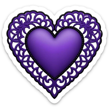 black and purple lace heart sticker