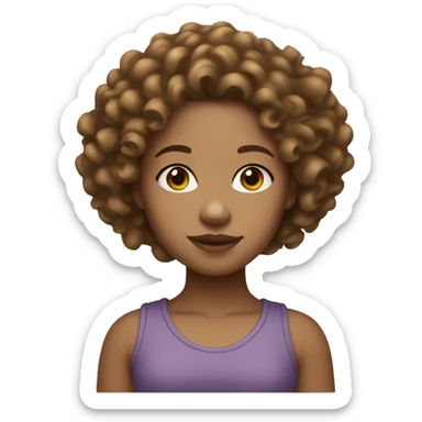 light skin girl with curly brown hair sticker