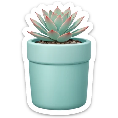 A ceramic pot in a pastel turquoise color, shaped like a cylinder, the pot is tall and contains an Echeveria 'Painted Nodulosa' plant. sticker