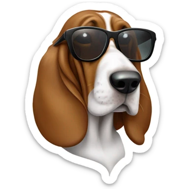 Basset hound with sunglasses sticker