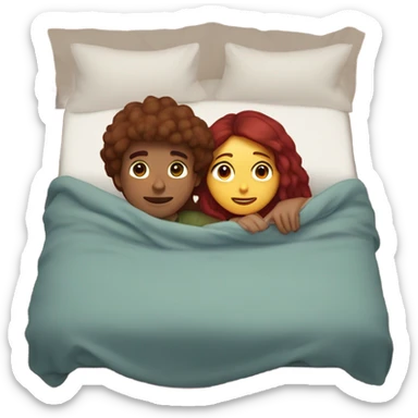 Burgundy haired girl and boyfriend cuddling in bed sticker
