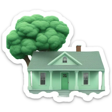 One story house mint green. One tree in front yard  sticker