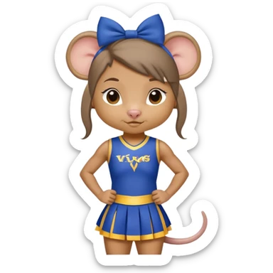 girl rat with a blue bow, wearing a blue and gold cheerleader outfit, Vikings team colors sticker