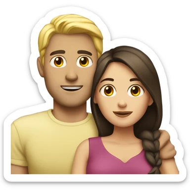 Blond man and brunette woman cuddling sticker