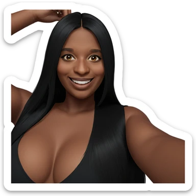 smiling girl taking selfie sticker