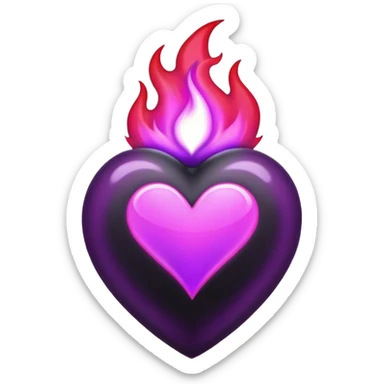 Black heart purple flame red trim sticker