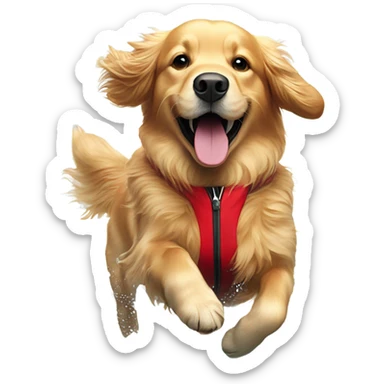 Red coat golden retriever swimming  sticker