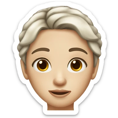 Pale women with dark brown hair freckles and hazel eyes  sticker