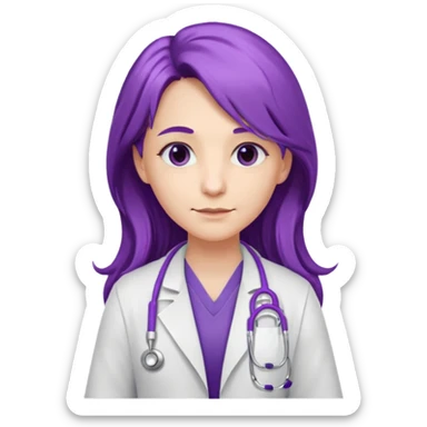 purple long haired doctor sticker