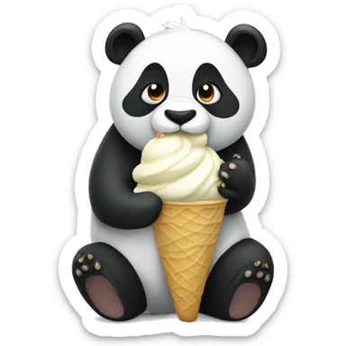 Panda eating ice cream sticker