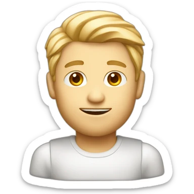 Blond man programmer with hazelnut sticker