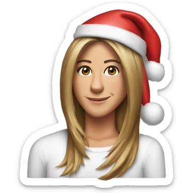 Jennifer Aniston with santa hat sticker
