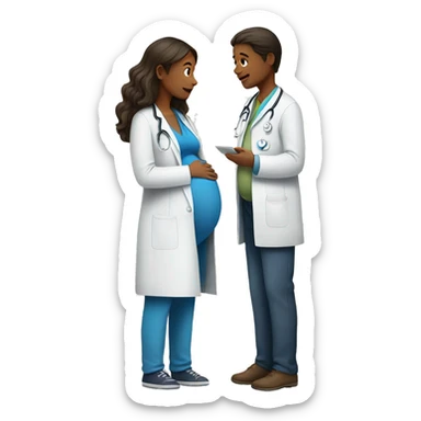 pregnant woman talking to a doctor sticker