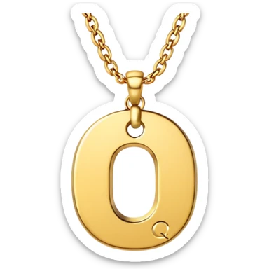 Gold necklace with letter q pendant sticker