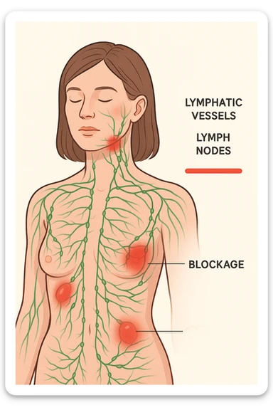 Donna con sistema linfatico bloccato sticker