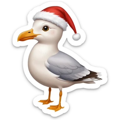 Seagull with a xmas hat sticker