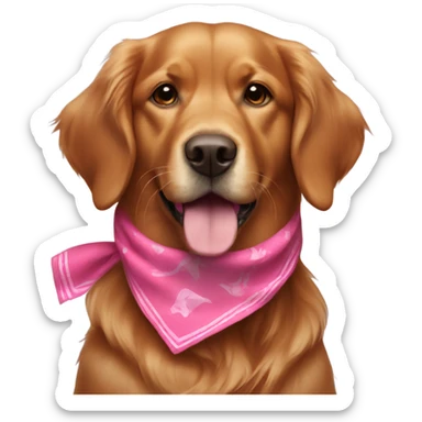 Dark red golden retriever with pink bandana sticker