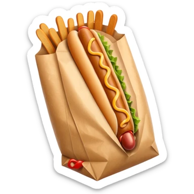 Hot dog with a bag sticker
