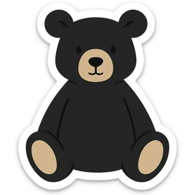 flat vector black bear jellycat plush sticker