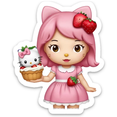 hello kitty strawberry shortcake pink sticker